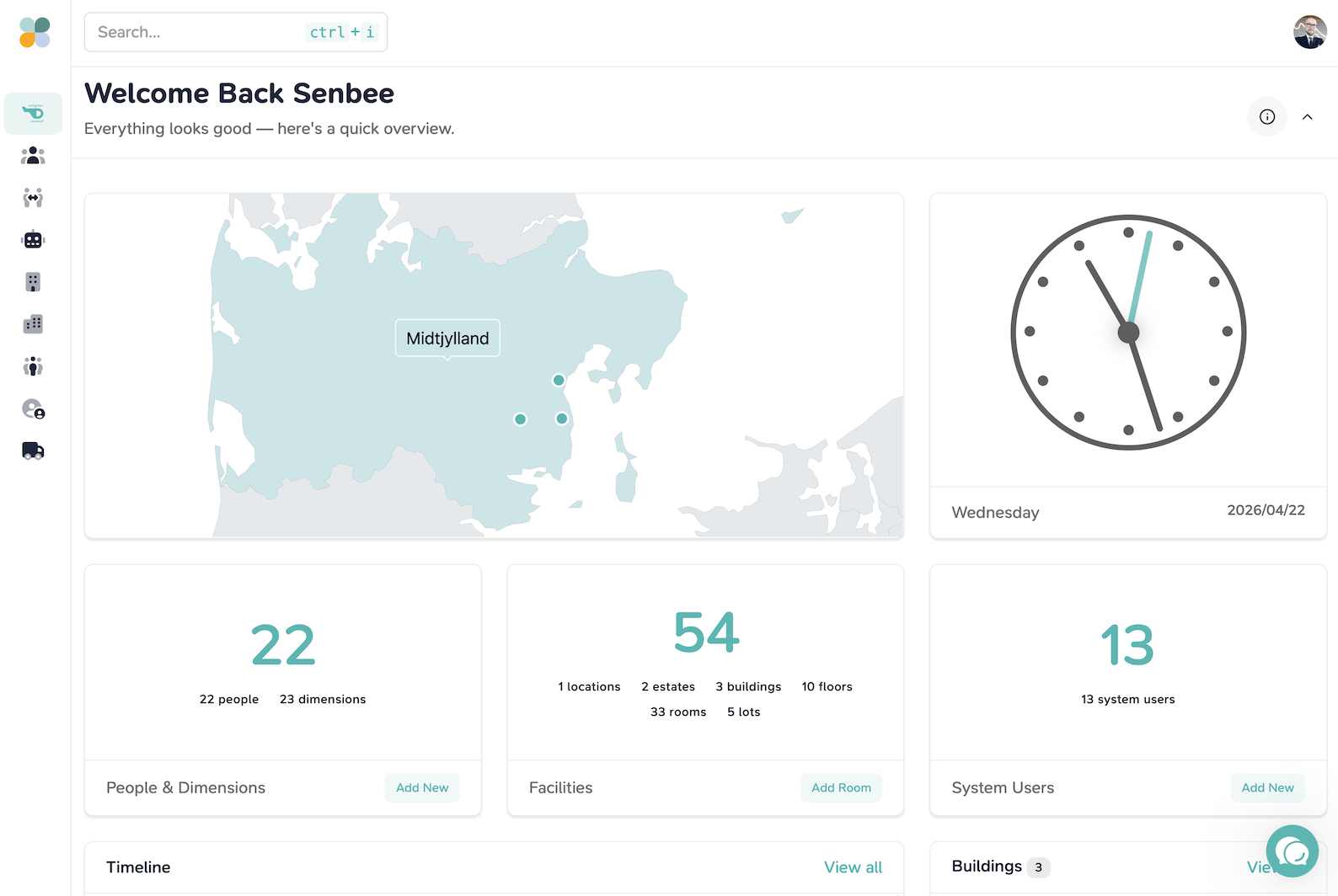 Senbee dashboard preview
