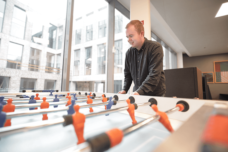 Kristoffer playing table football