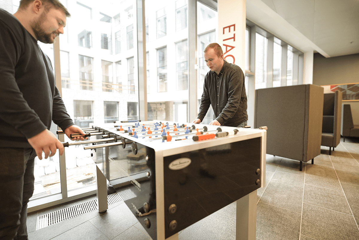 People playing table football