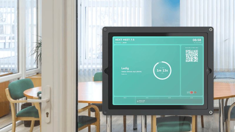 Senbee room booking tablet at meeting room door